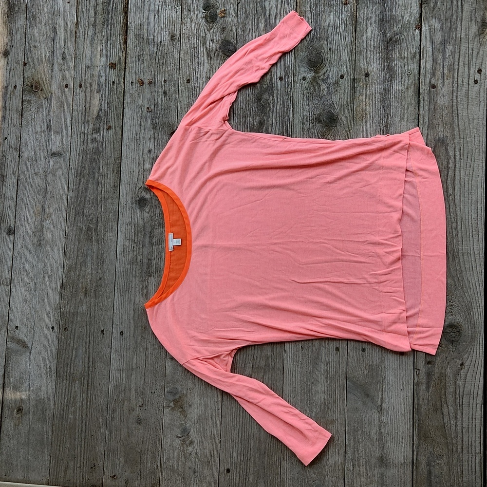 Gap Pink and Bright Orange Colored 3/4 Sleeve Dolman Baseball Tee Small